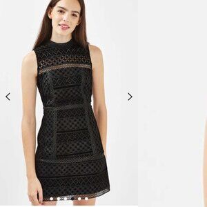 Topshop Velvet Cutwork Shift Dress Black
